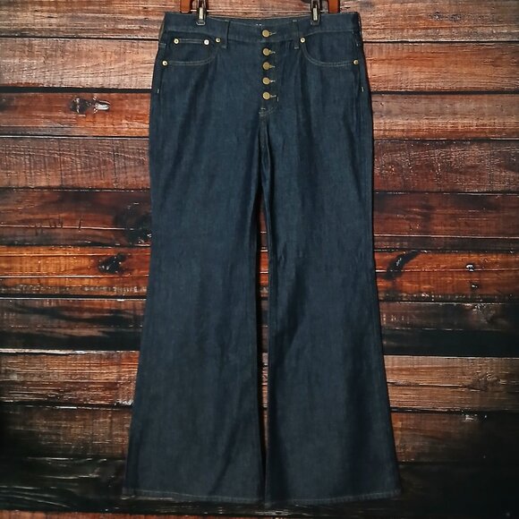 NWOT J Crew Jeans 31 Petite RE-96-IDG '96 Flare High Rise Button Fly Dark Wash - Picture 3 of 12